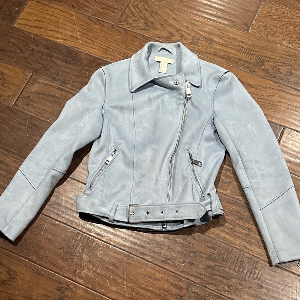 H&M Light Blue Moto Jacket size 6